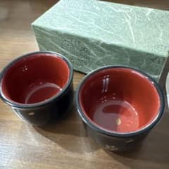 伝統工芸木曽漆器】桜模様入り 漆塗りのお猪口 2個セット - メルカリ