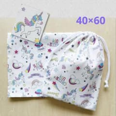 給食セット 巾着&ランチョンマット ユニコーン＊白＊両紐6 - メルカリ