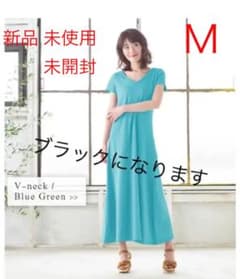 新品未使用　未開封　ブラック　UV  透けない　半袖マキシ丈ワンピースのサムネイル