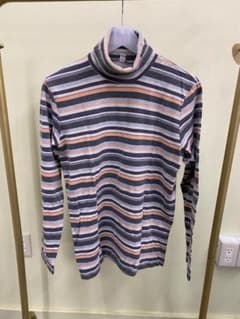 UNIQLO　マルチボーダー タートルネック 長袖カットソー