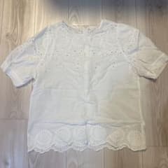 ホワイト 刺繍ブラウス 半袖 Mのサムネイル