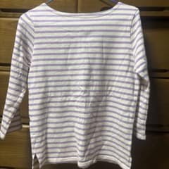 BEAMS HEART ボーダー長袖カットソー パープルのサムネイル