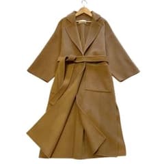na.e ナエ カシミヤ混 バックタック ウール リバーコート キャメル ベルト na.e ナエ カシミヤ混 バックタック ウール リバーコート キャメル