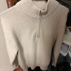 UNIQLO ハーフジップニット メンズ ベージュ Sのサムネイル