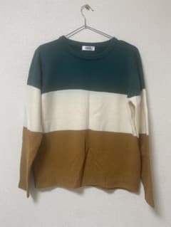 NAVY マルチボーダー クルーネックニット Lのサムネイル