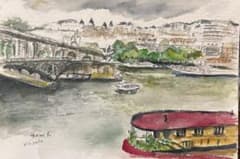 パリ セーヌ川 風景画 水彩画 アート作品のサムネイル