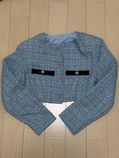 ツイード調 ショートジャケット ライトブルーのサムネイル