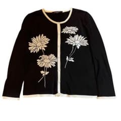 LEONARDレオナール カーディガン 花柄 白 黒 L 軽い羽織 - メルカリ