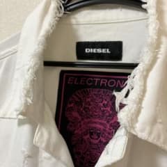 DIESELディーゼル メンズ ダメージ加工ホワイトデニムジャケット