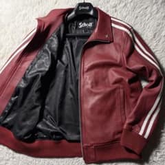 美品■schott レザージャケット　羊革　ラムレザー　ワンスター　レッド　L 美品□schott レザージャケット 羊革 ラムレザー ワンスター レッド L