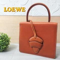 美品 ロエベ LOEWE バルセロナ ハンドバッグ レザー キャメル