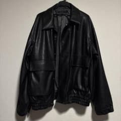 フェイクレザー ブルゾン ジャケット ブラックのサムネイル