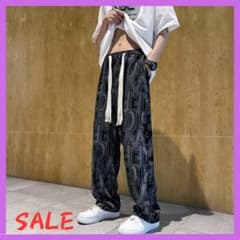 【残り1点】メンズ カジュアルパンツ アルファベット XLサイズ ブラックのサムネイル
