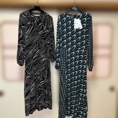 ZARA 抽象模様 長袖ロングワンピース Mのサムネイル