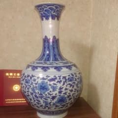 花瓶 中国陶器 青 骨董 伝統工芸 高価 貴重のサムネイル