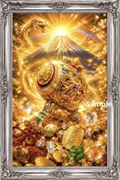 黄金龍と富士山の福小槌 開運絵画アート 金運 財運 幸運 風水