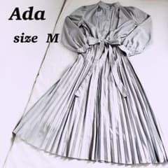 Ada （エイダ）グレー プリーツ 長袖ロングワンピース Mのサムネイル