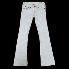 True Religionブーツカットデニム ホワイト レインボーステッチ 24 True Religionブーツカットデニム ホワイト レインボーステッチ 24