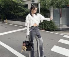 FRANGANT グラフィック ワイドデニムパンツ38
