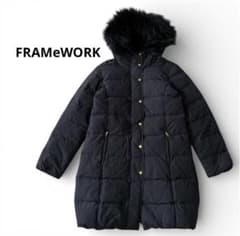 FRAMeWORK ダウンコート リバーシブル ラクーンファー 黒 36 - メルカリ