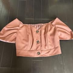 オフショルダー クロップドトップス ピンクのサムネイル