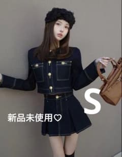 ダーリッチ DDボタンノーカラーデニムジャケット S インディゴ darich