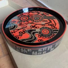 漆器 盆 丸盆 魚偏漢字柄 伝統工芸のサムネイル