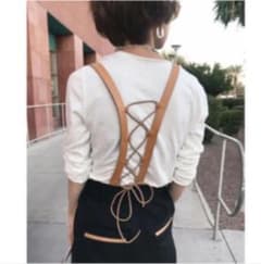 【oar様専用】ameri LEATHER SUSPENDER PANTSのサムネイル