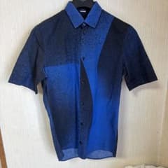 【美品】BALENCIAGA 半袖シャツ 青/黒のサムネイル