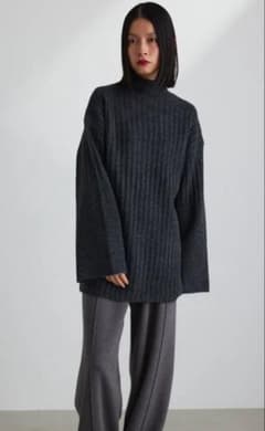 STYLEMIXER ハイネック リブニット 長袖 チャコールグレーのサムネイル