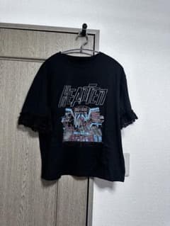 HEARTEN プリント レース袖 半袖カットソー ブラックのサムネイル