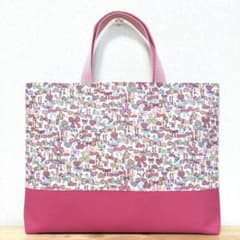 レッスンバッグ 　女の子　手提げ袋　お稽古バッグ　絵本袋　ピンクリボン　入園入学