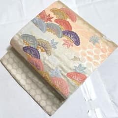 A◇着物くつろぎ 西陣織 志都香謹製 松に霞模様 六通 正絹 フォーマル