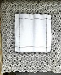 アンティーク シルク混ヤーンニードルワークレーストリム 梯子刺繍リネンクロス アンティーク シルク混ヤーンニードルワークレーストリム 梯子刺繍