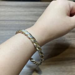 フランスヴィンテージ ツイストバングル シルバー×ゴールド