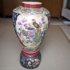 色絵 花鳥文 陶器 花瓶 壺 - メルカリ