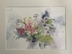 真作】答島 汎 水彩原画「ベルギー・ゲントの運河」高級額装済み
