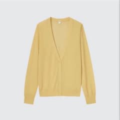 UNIQLO Vネックカーディガン レディース Lサイズ イエローのサムネイル