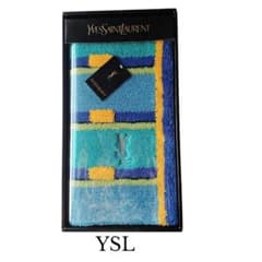 Yves Saint Laurent イヴサンローラン バスマット ロゴ刺繍 青 - メルカリ
