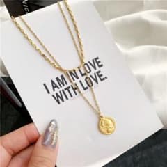 ネックレス　18k 結婚式　プレゼント　誕生日　コインネックレス　2連ネックレスのサムネイル