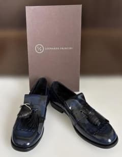 ☆新品 LEONARDO PRINCIPI ネイビー ローファー37牛本革カーフ - メルカリ