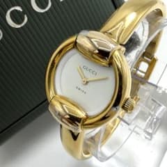 稼動】 GUCCI 腕時計 1400L バングルウォッチ ゴールド 白文字盤