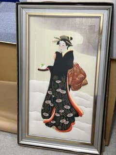 元箱付き】高級 押絵額 押し絵 額装 着物 美人画 和風インテリア 昭和