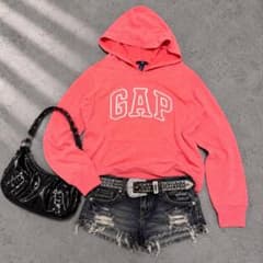 OLD GAP ネオンピンク アーチロゴ パーカー Y2K フェアリーグランジ