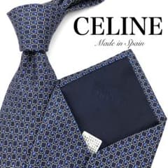 CELINE 넥타이 감색 네이비 블루 블루 총무늬 기하학 무늬 맨즈