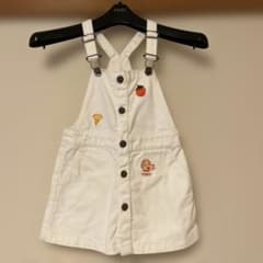TINYCOTTONS デニム ジャンバースカート ホワイト 刺繍入りのサムネイル