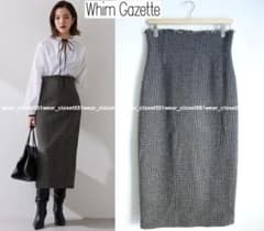 2023 美品ウィム ガゼット☆グレンチェックタイトスカート 38 ブラウン