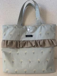 撥水ナイロンのフリル入園入学レッスンバッグ☆flower☆のサムネイル