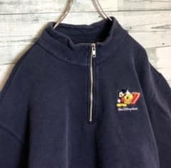 90s 古着 ディズニー ハーフジップ スウェット ミッキー 刺繍ロゴのサムネイル