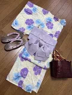 タイムセール！6月18日まで！単品購入OK 浴衣セット　パープル　うす紫のサムネイル